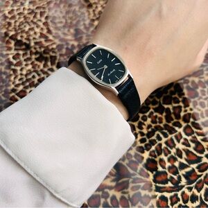 Eska vintage black Leather Strap Watch